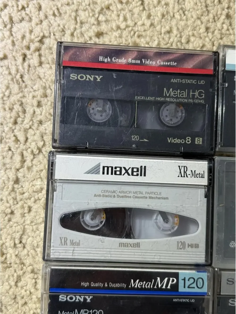 Lot of 8 Sony TDK Maxell Video8 & Hi8 Metal MP120 P120 8mm Tapes NTSC